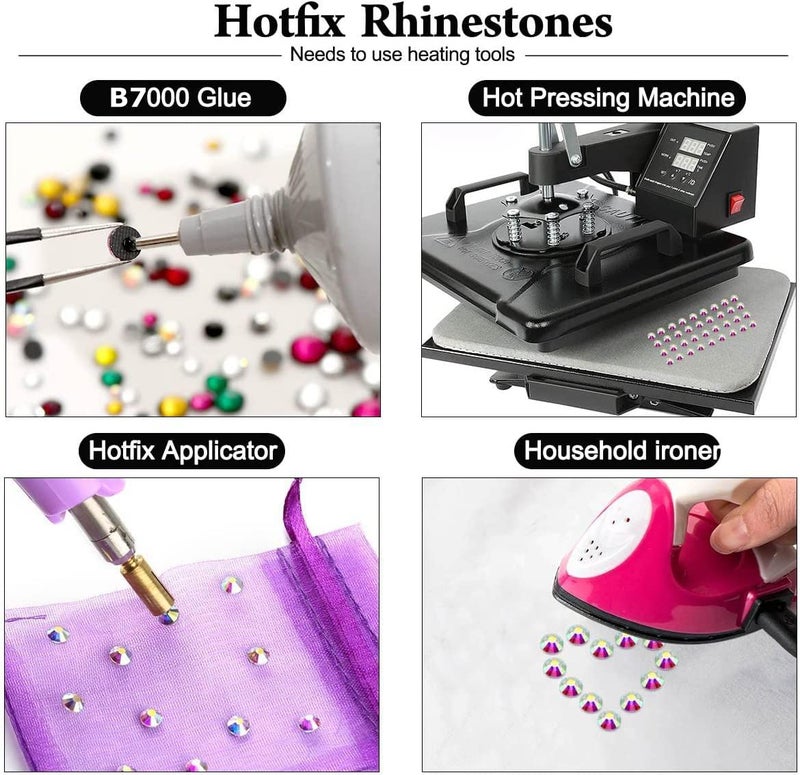 Dowarm Crystal Clear Hotfix Crystals, Hot Fix Rhinestones for Crafts Clothing, Flatback Glass Gems for Dance Costumes SS40 144 Pieces - Image 4